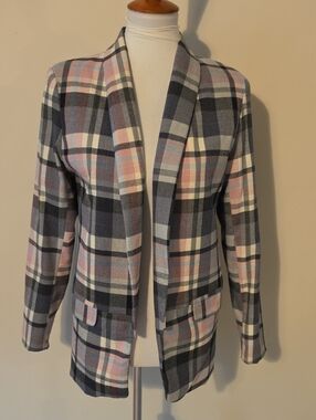 Mir Plaid Blazer Jacket Open Front